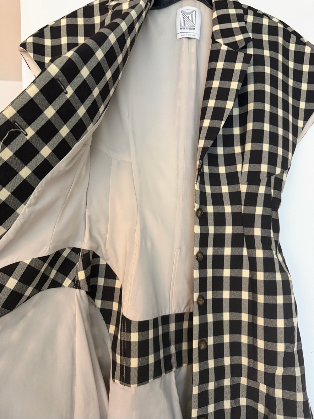 Rosie Assoulin Plaid Button-Front Fit & Flare Dress w boning - Picture 3 of 12